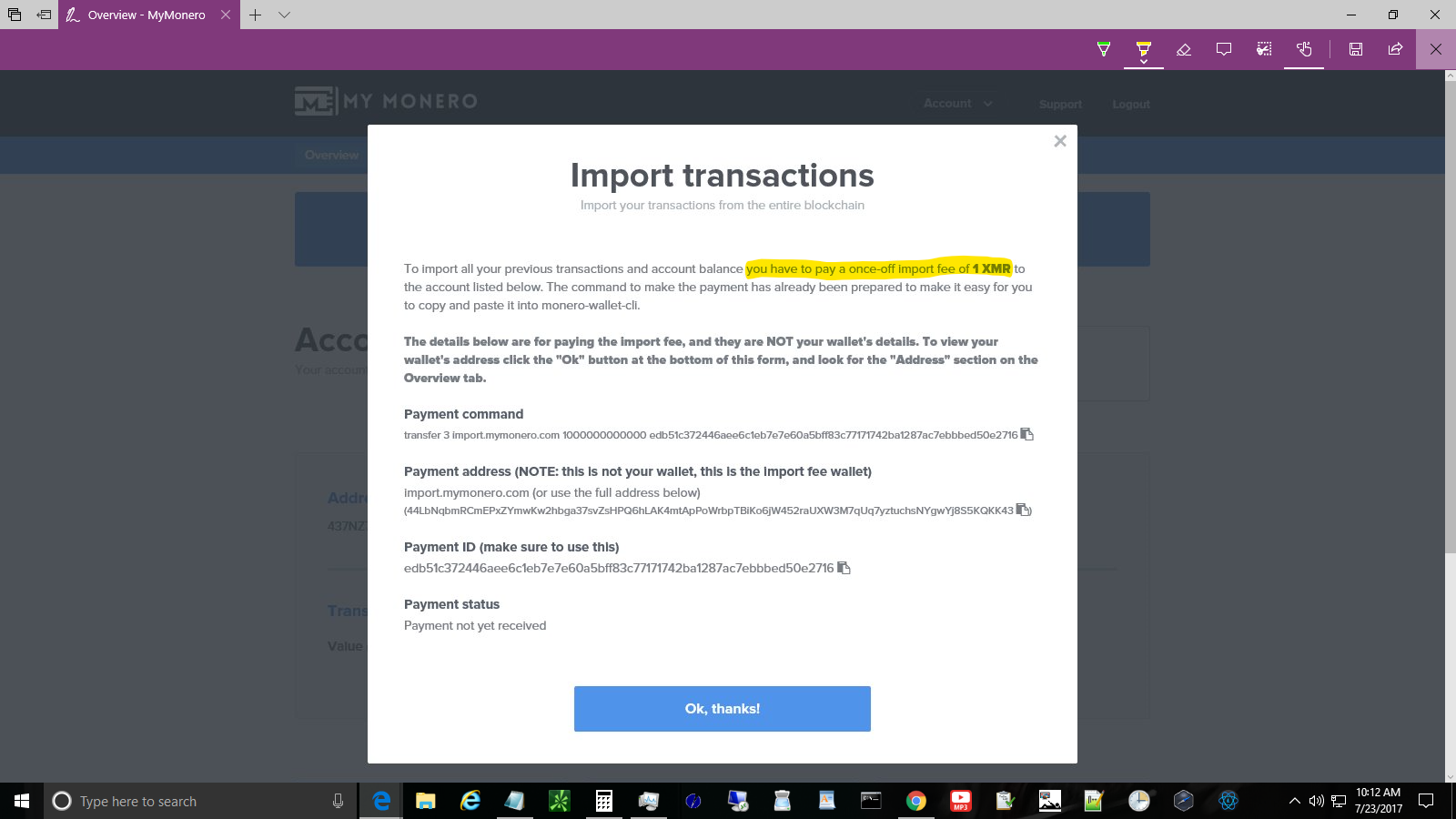 monero wallet import blockchain